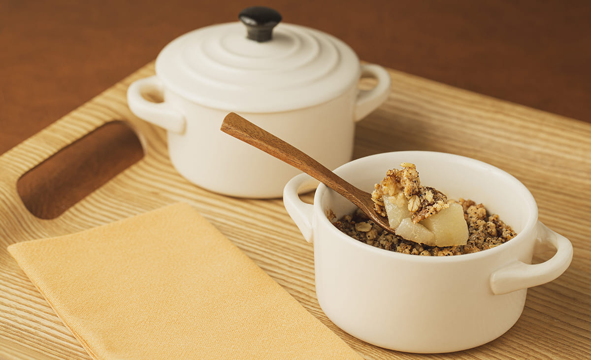 Crumble Café Poire et Flocons d'Avoine